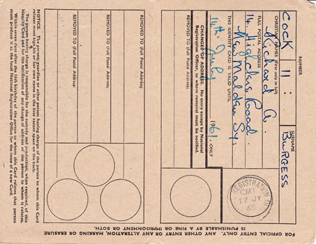 Inside of Identity Card